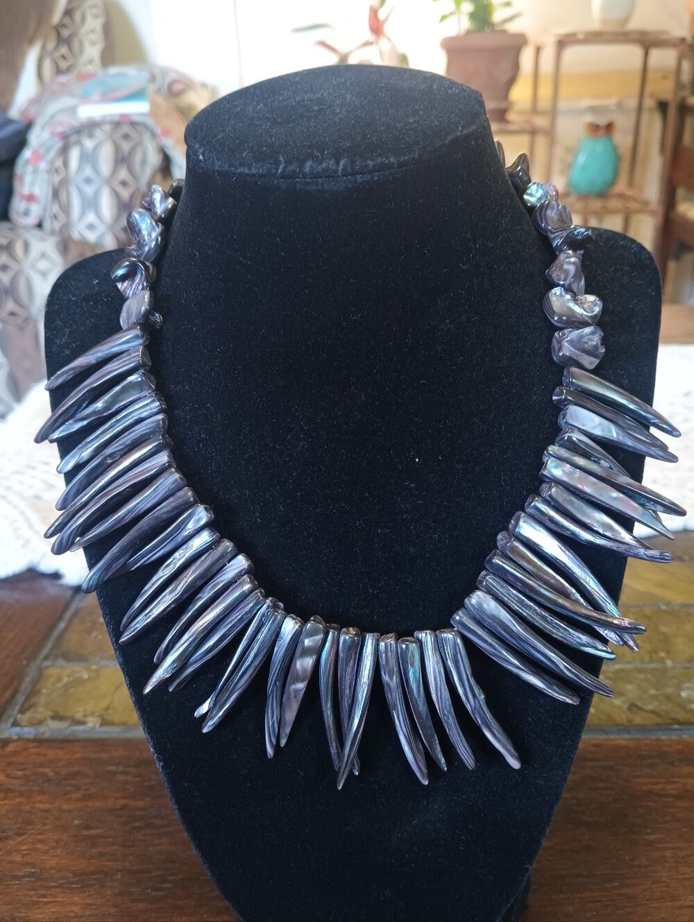 Vintage Abalone Statement Necklace